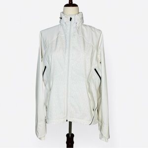 Women’s Lululemon White Cross Running Jacket Size 12 Athletic Athleisure Hooded